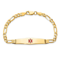Thumbnail for 14K Medical Soft Diamond Shape Red Enamel Figaro ID Bracelet