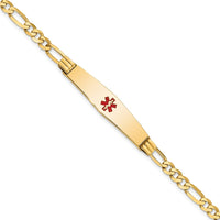 Thumbnail for 14K Medical Soft Diamond Shape Red Enamel Figaro ID Bracelet