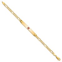 Thumbnail for 14K Medical Red Enamel Figaro ID Bracelet