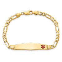 Thumbnail for 14K Medical Soft Diamond Shape Red Enamel Figaro ID Bracelet