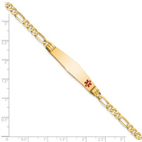 Thumbnail for 14K Medical Soft Diamond Shape Red Enamel Figaro ID Bracelet