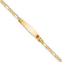Thumbnail for 14K Medical Soft Diamond Shape Red Enamel Figaro ID Bracelet