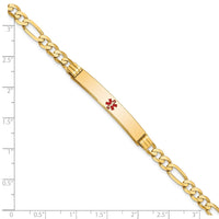 Thumbnail for 14K Medical Red Enamel Flat Figaro Link ID Bracelet