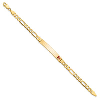 Thumbnail for 14K Medical Red Enamel Flat Figaro Link ID Bracelet