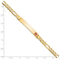 Thumbnail for 14K Medical Red Enamel Flat Figaro Link ID Bracelet