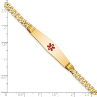 Thumbnail for 14K Medical Soft Diamond Shape Red Enamel Curb Link ID Bracelet