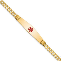 Thumbnail for 14K Medical Soft Diamond Shape Red Enamel Curb Link ID Bracelet