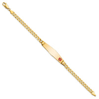 Thumbnail for 14K Medical Soft Diamond Shape Red Enamel Curb Link ID Bracelet