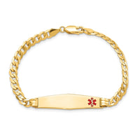 Thumbnail for 14K Medical Soft Diamond Shape Red Enamel Curb Link ID Bracelet