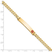 Thumbnail for 14K Medical Red Enamel Curb Link ID Bracelet