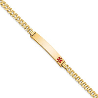 Thumbnail for 14K Medical Red Enamel Curb Link ID Bracelet