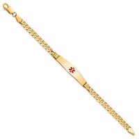 Thumbnail for 14K Medical Soft Diamond Shape Red Enamel Curb Link ID Bracelet