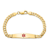 Thumbnail for 14K Medical Soft Diamond Shape Red Enamel Curb Link ID Bracelet