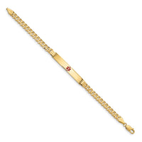 Thumbnail for 14K Medical Red Enamel Curb Link ID Bracelet