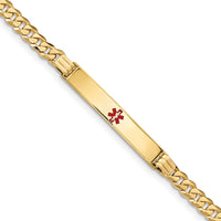 Thumbnail for 14K Medical Red Enamel Curb Link ID Bracelet