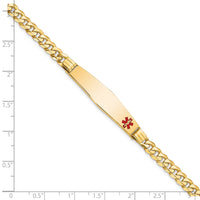 Thumbnail for 14K Medical Soft Diamond Shape Red Enamel Curb Link ID Bracelet