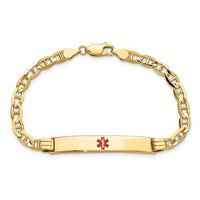 Thumbnail for 14K Medical Red Enamel Anchor Link ID Bracelet