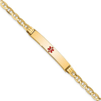 Thumbnail for 14K Medical Red Enamel Anchor Link ID Bracelet