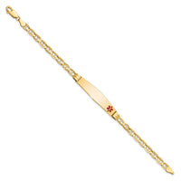 Thumbnail for 14K Medical Soft Diamond Shape Red Enamel Anchor Link ID Bracelet