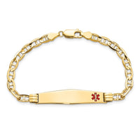 Thumbnail for 14K Medical Soft Diamond Shape Red Enamel Anchor Link ID Bracelet