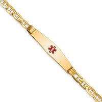 Thumbnail for 14K Medical Soft Diamond Shape Red Enamel Anchor ID Bracelet