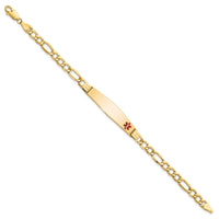 Thumbnail for 14K Semi-Solid Medical Soft Diamond Shape Red Enamel Figaro ID Bracelet