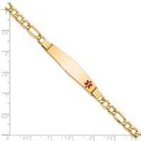 Thumbnail for 14K Semi-Solid Medical Soft Diamond Shape Red Enamel Figaro ID Bracelet