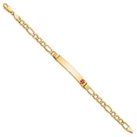 Thumbnail for 14K Semi-Solid Medical Polished Red Enamel Figaro ID Bracelet