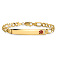 Thumbnail for 14K Semi-Solid Medical Polished Red Enamel Figaro ID Bracelet