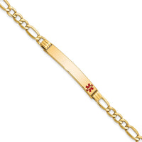 Thumbnail for 14K Semi-Solid Medical Polished Red Enamel Figaro ID Bracelet