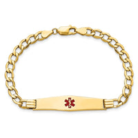 Thumbnail for 14K Semi-Solid Medical Soft Diamond Shape Red Enamel Curb ID Bracelet