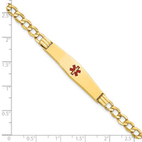 Thumbnail for 14K Semi-Solid Medical Soft Diamond Shape Red Enamel Curb ID Bracelet