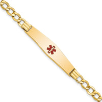 Thumbnail for 14K Semi-Solid Medical Soft Diamond Shape Red Enamel Curb ID Bracelet