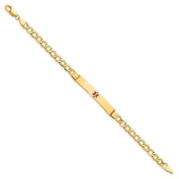 Thumbnail for 14K Semi-Solid Medical Polished Red Enamel Cuban ID Bracelet