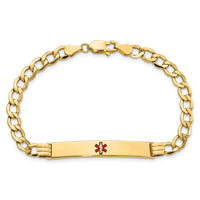 Thumbnail for 14K Semi-Solid Medical Polished Red Enamel Cuban ID Bracelet