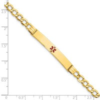 Thumbnail for 14K Semi-Solid Medical Polished Red Enamel Cuban ID Bracelet