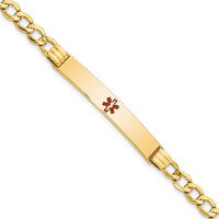 Thumbnail for 14K Semi-Solid Medical Polished Red Enamel Cuban ID Bracelet