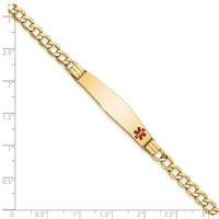 Thumbnail for 14K Semi-Solid Medical Soft Diamond Shape Red Enamel Cuban ID Bracelet