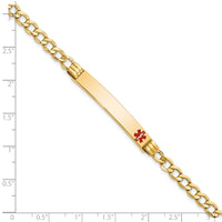 Thumbnail for 14K Semi-Solid Medical Polished Red Enamel Cuban ID Bracelet