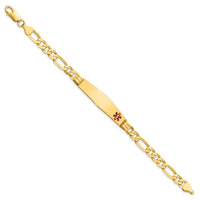 Thumbnail for 14K Medical Soft Diamond Shape Red Enamel Figaro ID Bracelet