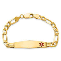 Thumbnail for 14K Medical Soft Diamond Shape Red Enamel Figaro ID Bracelet