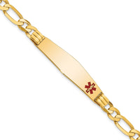 Thumbnail for 14K Medical Soft Diamond Shape Red Enamel Figaro ID Bracelet