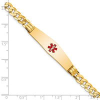 Thumbnail for 14K Medical Soft Diamond Shape Red Enamel Curb Link ID Bracelet