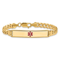 Thumbnail for 14K Medical Red Enamel Curb Link ID Bracelet