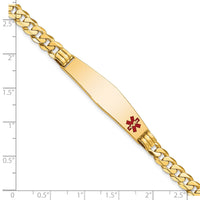 Thumbnail for 14K Medical Soft Diamond Shape Red Enamel Curb Link ID Bracelet