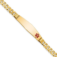Thumbnail for 14K Medical Soft Diamond Shape Red Enamel Curb Link ID Bracelet