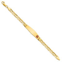 Thumbnail for 14K Medical Soft Diamond Shape Red Enamel Anchor Link ID Bracelet