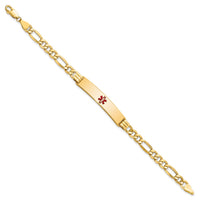 Thumbnail for 14K Semi-Solid Medical Red Enamel Figaro Link ID Bracelet