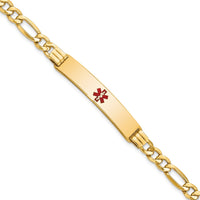 Thumbnail for 14K Semi-Solid Medical Red Enamel Figaro Link ID Bracelet
