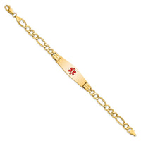Thumbnail for 14K Semi-Solid Medical Soft Diamond Shape Red Enamel Figaro ID Bracelet